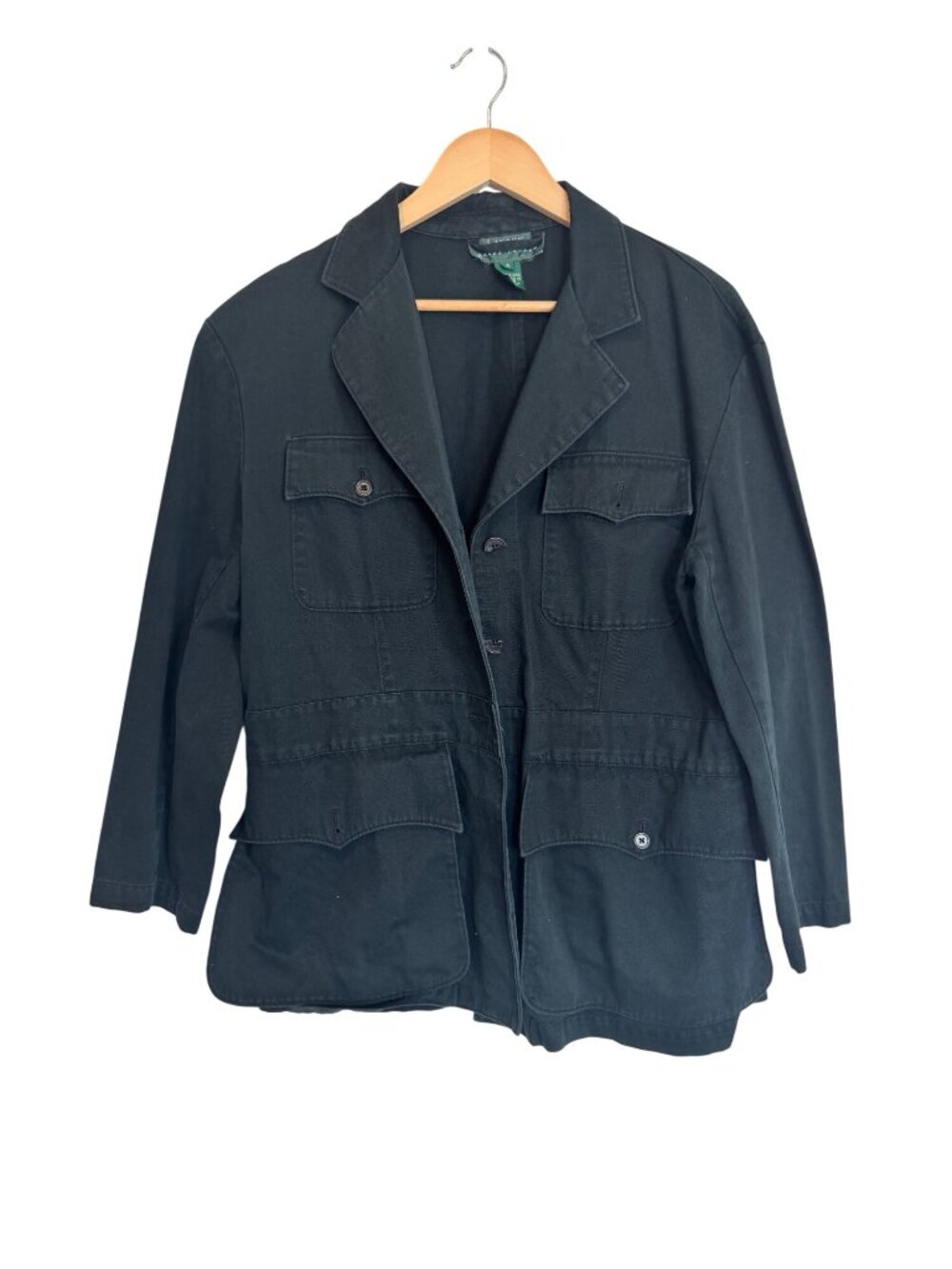 Lauren Ralph Lauren Womens Black Blazer Jacket Size 6 100% Cotton